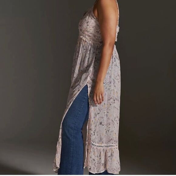 New Anthropologie Sheer Chiffon
Curtain Tunic Duster Top in Pink Multi size M - Picture 8 of 11